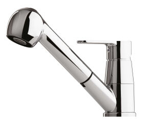 RC183/DO 015 - Mitigeur de cuisine Luisina, bec pivotant chrom&eacute; avec douchette extractible double jet