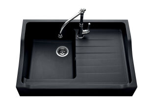 Timbre d'office Noir - Evier &agrave; poser Esprit Chambord 1 bac, 1 &eacute;gouttoir coloris Noir