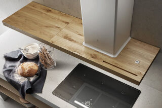 Bio Blanc et bois de ch&ecirc;ne - Hotte murale Elica Bio 90 cm coloris blanc et bois de ch&ecirc;ne