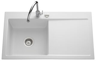 Amor Polar - Evier &agrave; encastrer Luisina 1 bac, 1 &eacute;gouttoir coloris Polar