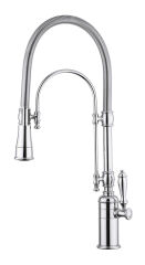 RCD110 015 - Mitigeur de cuisine Luisina, bec pivotant chrom&eacute; avec douchette mobile double jet.