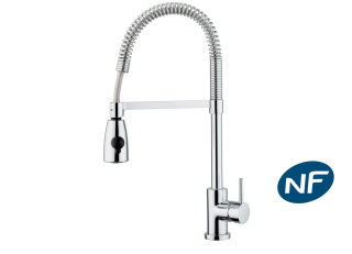 RCD27 015 - Mitigeur de cuisine Luisina, bec pivotant chrom&eacute; avec douchette mobile double jet