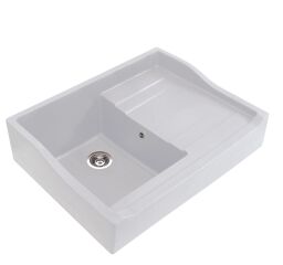 Timbre d'office Blanc mat - Evier &agrave; poser Esprit Chambord 1 grand bac coloris Blanc Mat