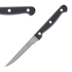 Couteaux &agrave; viande Olympia manche noir (lot de 12)