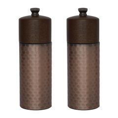 Set moulins &agrave; sel et poivre en bois et cuivre Olympia 150mm (Lot de 2)