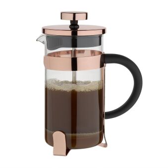 Cafeti&egrave;re &agrave; piston contemporaine inox Olympia cuivre 3 tasses
