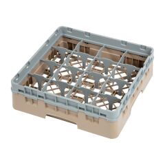 Casier &agrave; verres 16 compartiments Camrack Cambro beige hauteur max 92mm