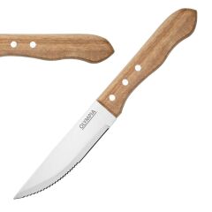 Couteaux &agrave; steak manche bois d'acacia 100% FSC Olympia Jumbo 125mm (Lot de 12)