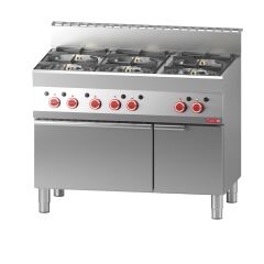 Fourneau 6 feux sur four gaz et placard ferm&eacute; Gastro M 650 65/110CFG