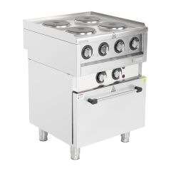 Fourneau &eacute;lectrique 4 feux sur four &agrave; convection Buffalo S&eacute;rie 600